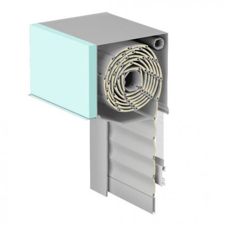 Aluminium Vorbau Rolladen 45° mit Putzträger inkl Insektennetz Muster