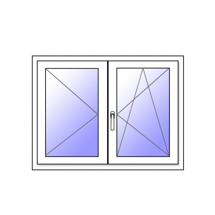 2 Flügel Fenster Dreh/Dreh-Kipp mit Stulp