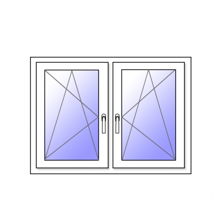 2 Flügel Fenster Dreh-Kipp + Dreh-Kipp