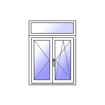 2 Flügel Fenster Dreh/Dreh-Kipp mit Stulp mit Fix Oberlichte